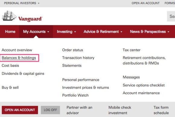 Vanguard - View Balances and Holdings